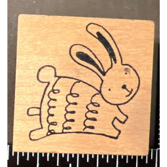 Savvy Stamps 808C Leaping Swirl Bunny Wood Mounted Rubber Stamp easter - Picture 1 of 5